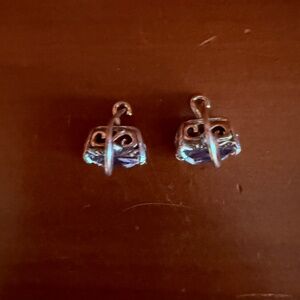 Zuman Sterling Silver Blue Crystal Hook Drop Earrings